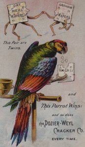 Cartolina pubblicitaria americana per la Dozier-Weyl Cracker Company